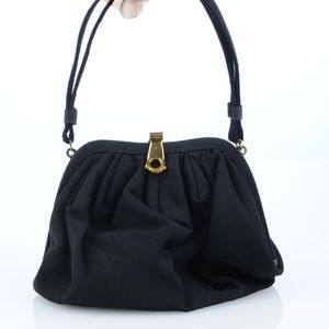 Vintage Black Pleated Satin Purse by Harry Levine